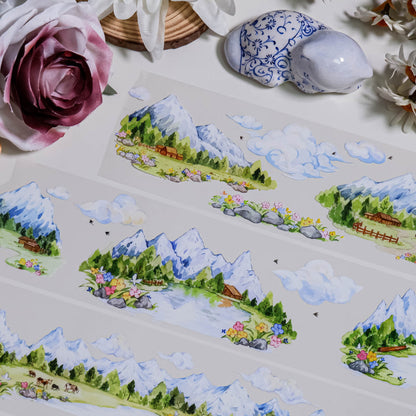 7cm*100cm Villages Pastures PET Tape for journaling, scrapbooking and collage