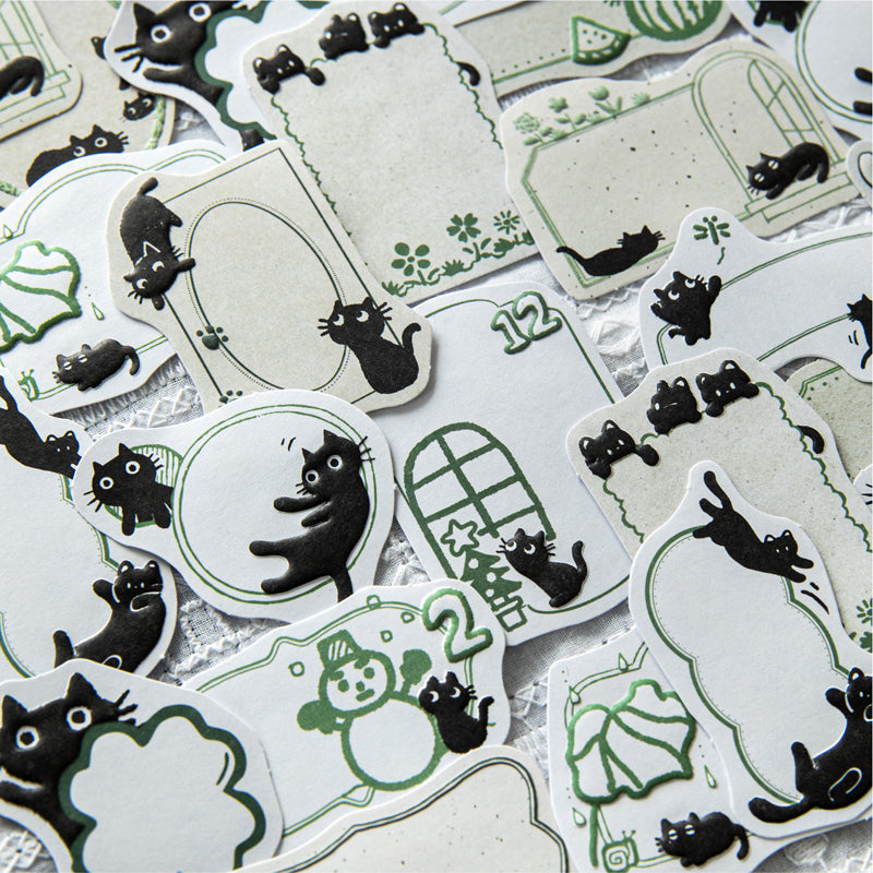 Little Black Cat Series Sticker featuring black, and cat designs for journaling, scrapbooking and collage