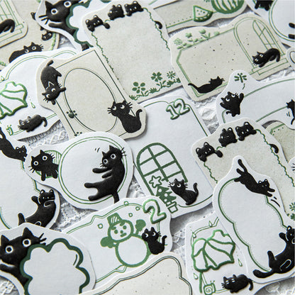 Little Black Cat Series Sticker featuring black, and cat designs for journaling, scrapbooking and collage