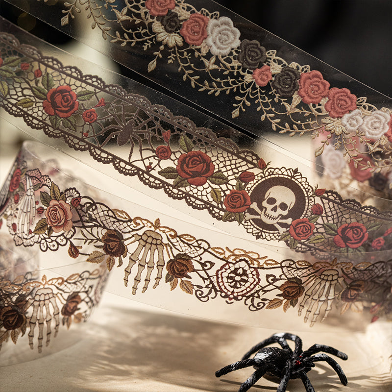 Woven Gothic Lace Series PET Tape featuring lace designs for journaling, scrapbooking and collage