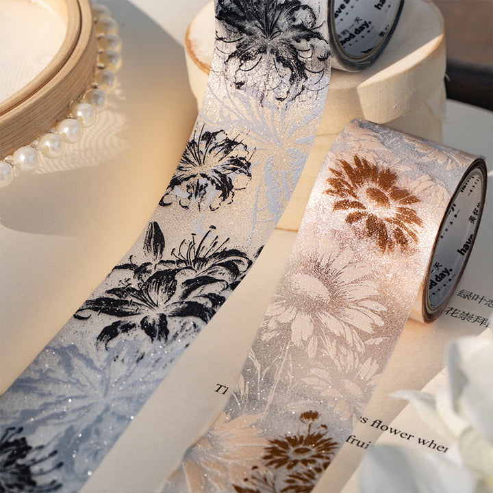 Flowers Bloom series PET Tape featuring flower designs for journaling, scrapbooking and collage