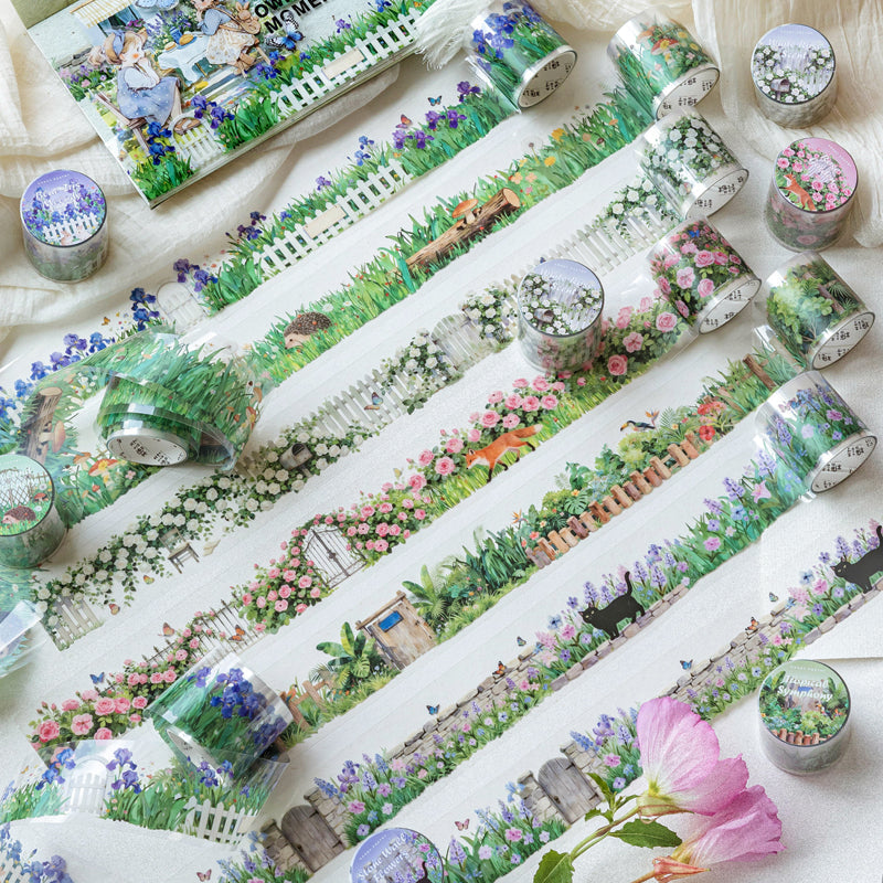 Flower Field Series PET Tape featuring flower designs for journaling, scrapbooking and collage