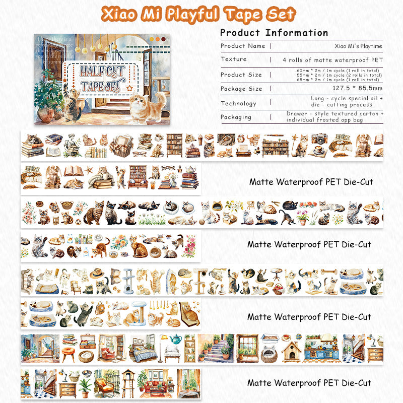 Xiao mi playful Die Cutting Fog PET Tape Set for journaling, scrapbooking and collage