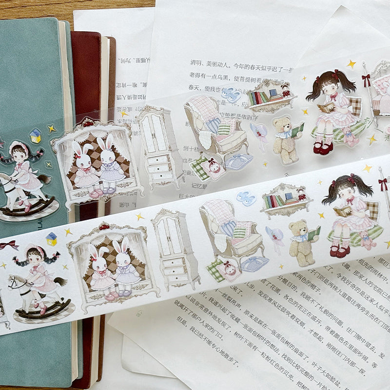 Whole Roll 5.5cm*5.1m Lily's Sweet House Die Cutting Washi/PET Tape featuring sweet, and house designs for journaling, scrapbooking and collage