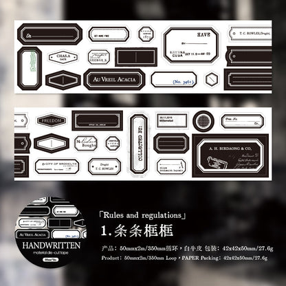 Handwritten Notes Series Die Cutting White Kraft Paper Tape