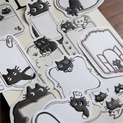 Little Black Cat Series Sticker featuring black, and cat designs for journaling, scrapbooking and collage