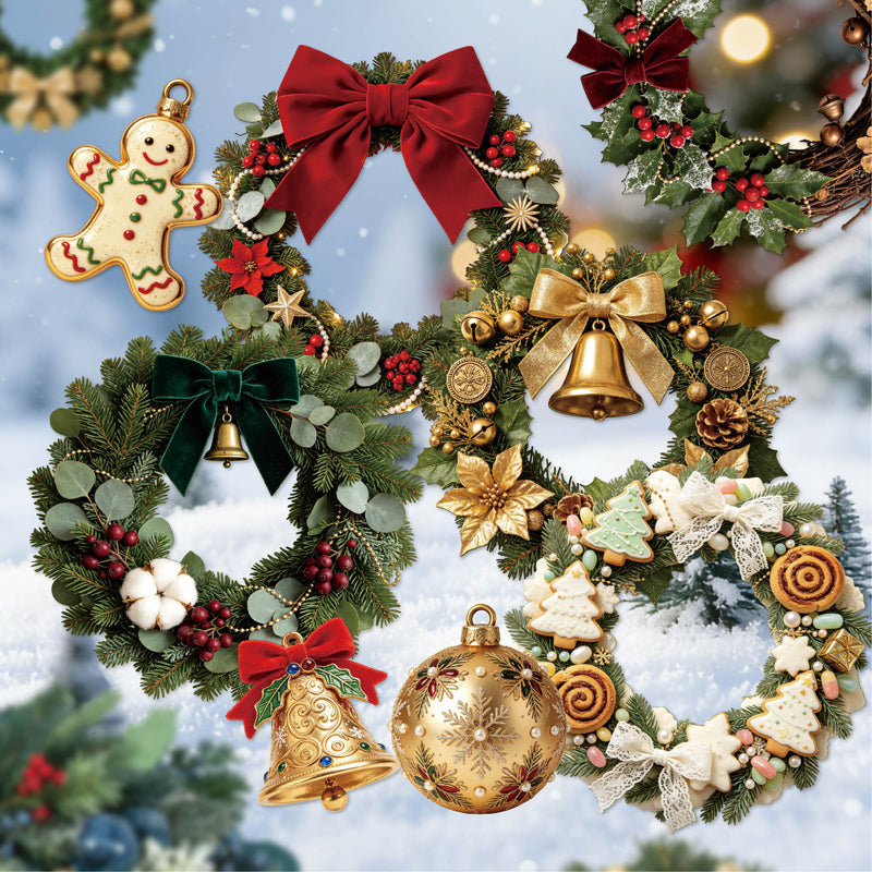 Christmas Wreath Collection Series Sticker for journaling, scrapbooking and collage