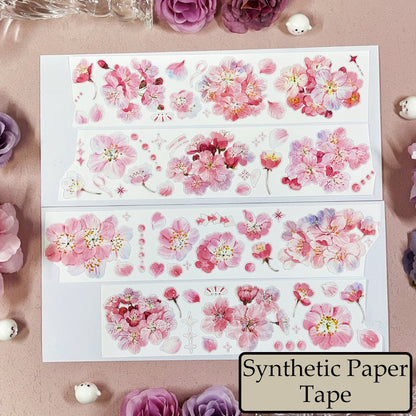 Whole Roll 6cm*5m Cherry Blossom Affair Die Cutting Shell Light PET/Synthetic Paper Tape