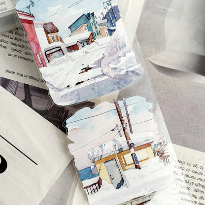 7cm*125cm Snow Falls Die Cutting Washi/PET/Fog PET Tape featuring snow designs for journaling, scrapbooking and collage