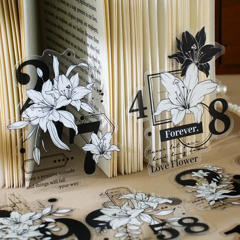 Ink-Washed Floral PET Sticker Pack