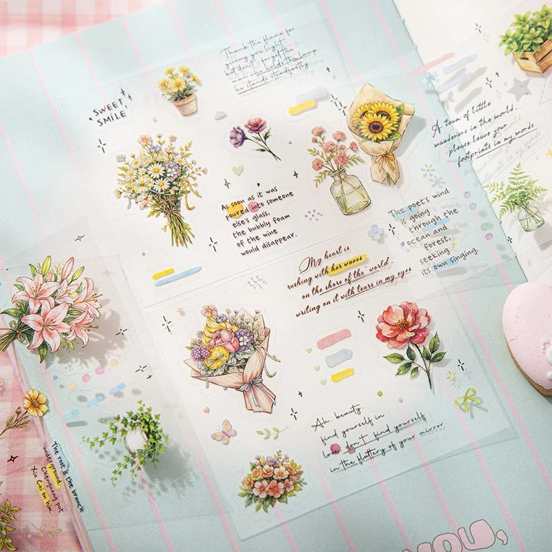 Flowers & Poetry of Life PET Coil Sticker Book
