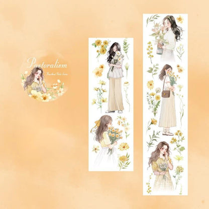 Light Vintage Figure & Flower Washi Tape