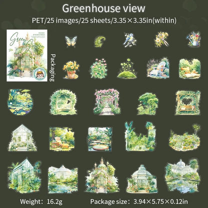 Green Garden White-Ink PET Sticker Pack