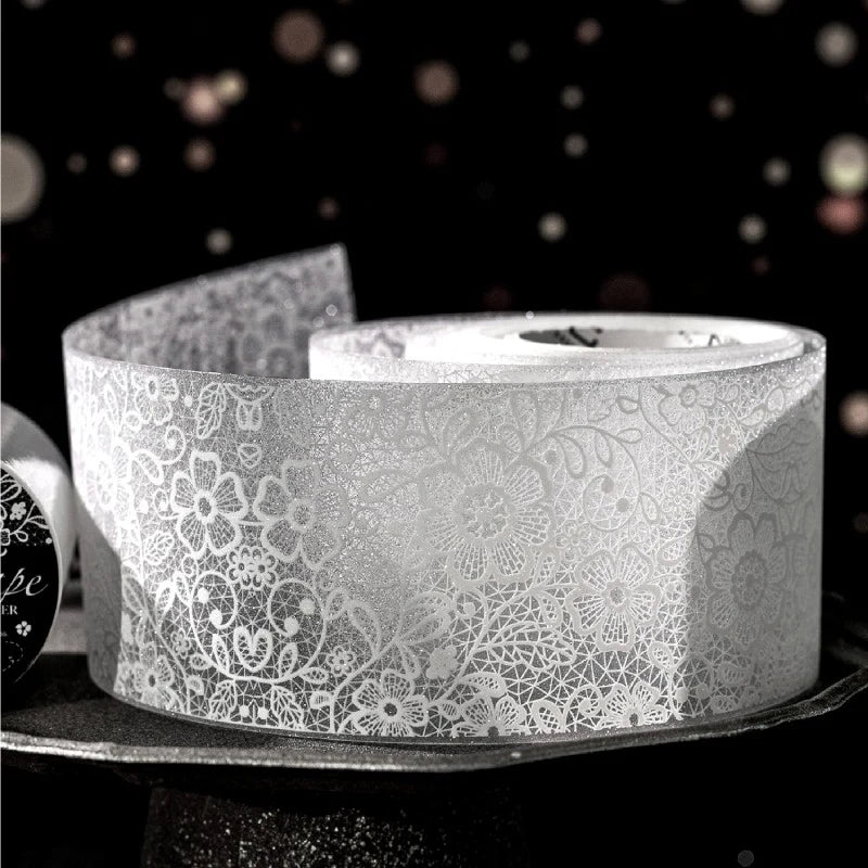 White Mist Floral Note PET Tape