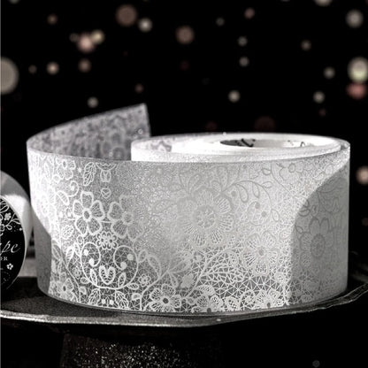 White Mist Floral Note PET Tape