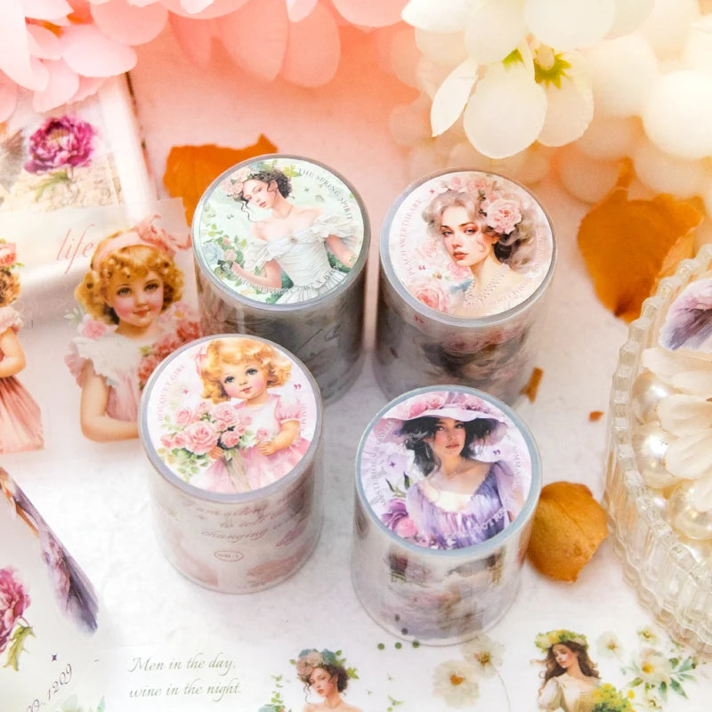 Vintage Art Girl Floral PET & Washi Tape