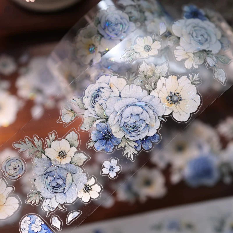 Blue & Green Flower Vintage PET & Washi Tape