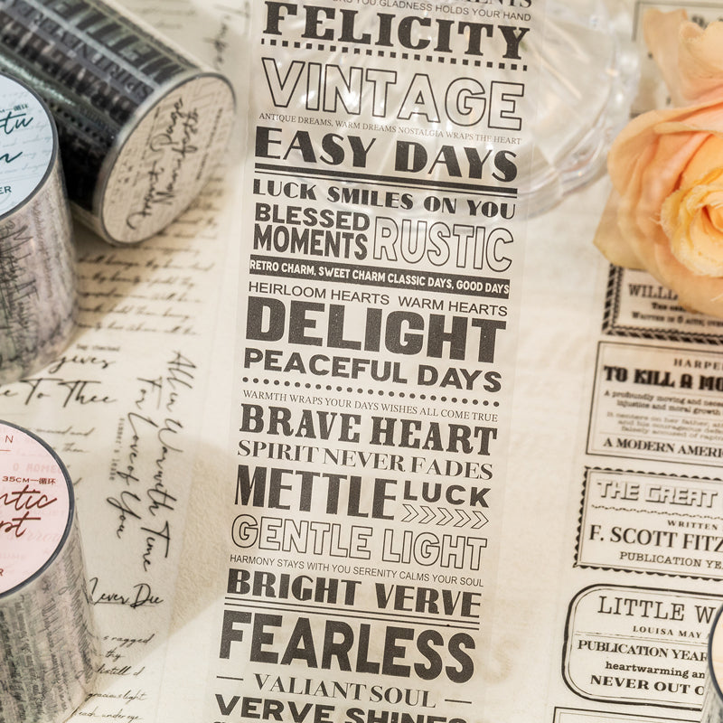 Textual Theatre Series PET Tape for journaling, scrapbooking and collage