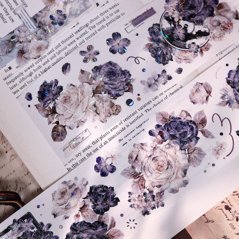 Whole Roll 6cm*5m Cloud Ink Flower Clusters Die Cutting Washi/PET/Shell Light Washi/PET Tape
