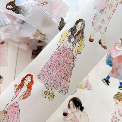 Whole Roll 6cm*10m Little Pink Die Cutting Washi/PET/Fog PET Tape