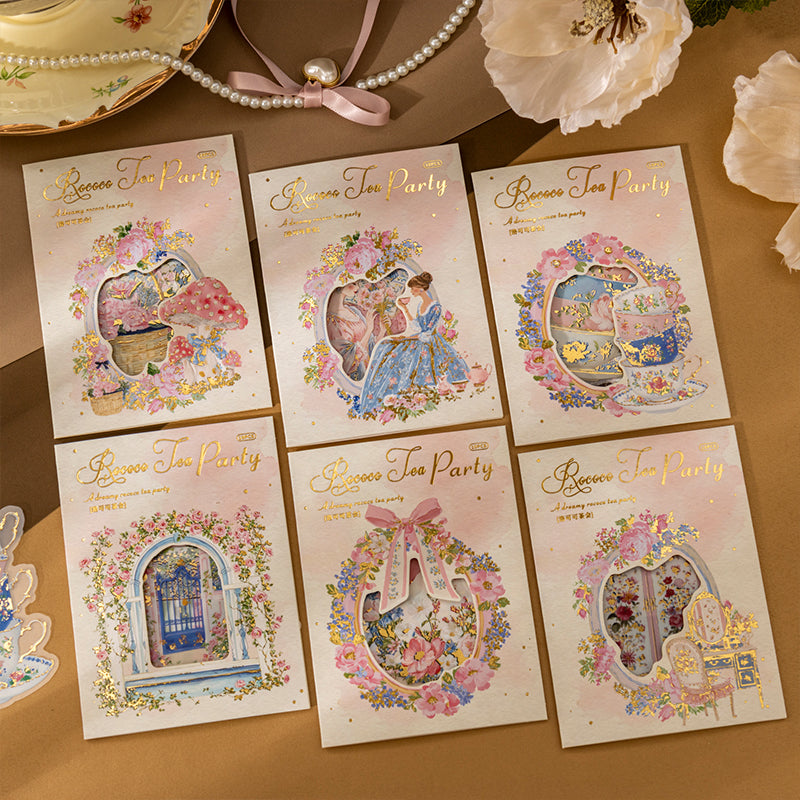 Rococo Tea Party Series Sticker featuring tea, and party designs for journaling, scrapbooking and collage