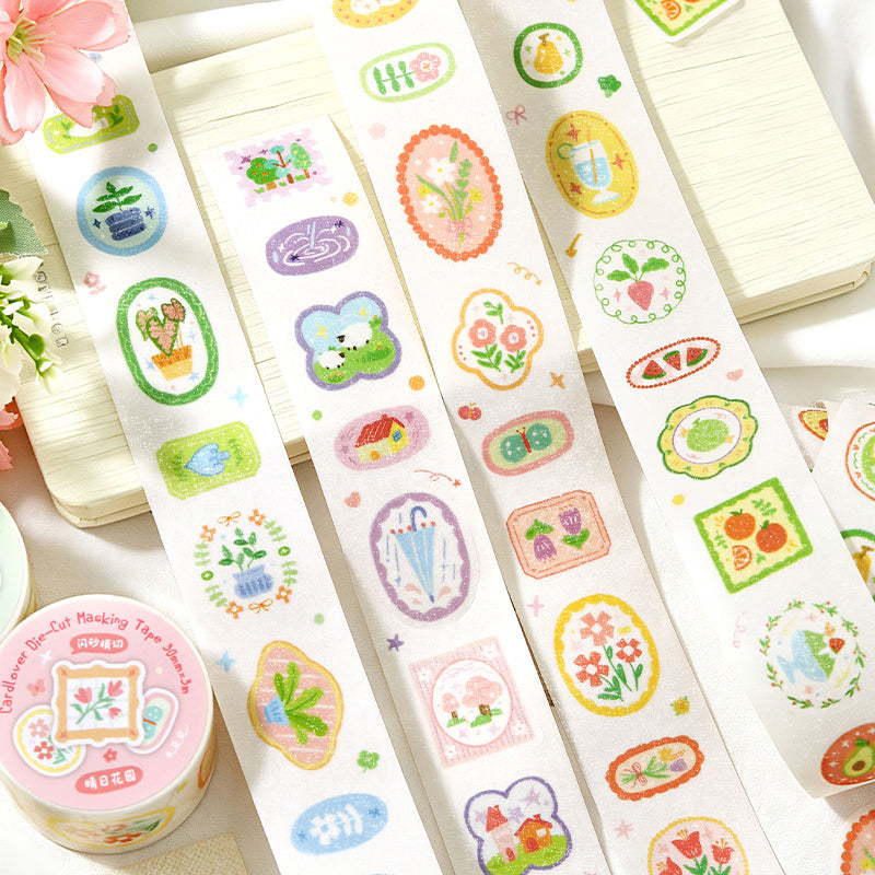 Plant Diary Notes Series Die Cutting Flash Washi Tape for journaling, scrapbooking and collage