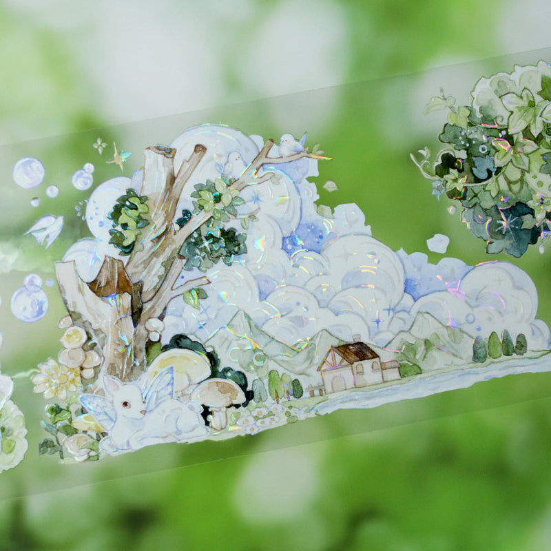 7cm*120cm Little Forest Story Shell Light PET Tape featuring forest, and light designs for journaling, scrapbooking and collage