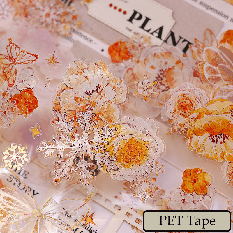 6.5cm*150cm Orange gold blossom Die Cutting Washi/PET/Shell Light PET Tape