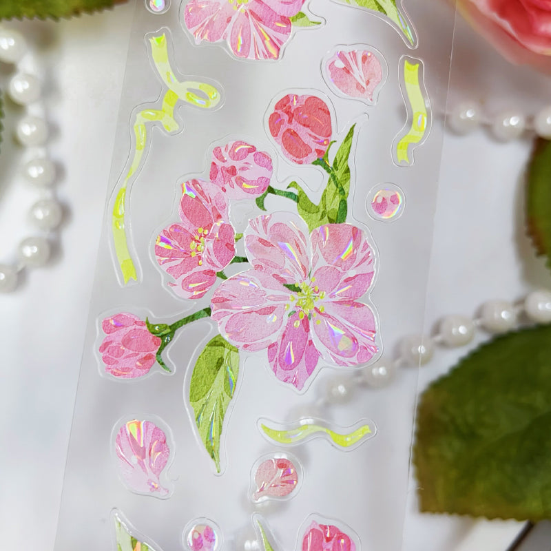 5cm*100cm Pine Ccented flower Washi/Self-adhesive/Shell Light PET Tape featuring flower, and light designs for journaling, scrapbooking and collage