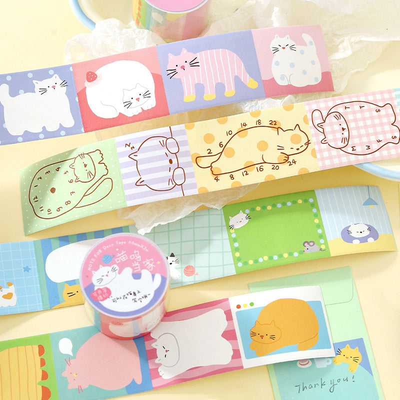 Flat Cat Diary Series Die Cutting Writing Paper Tape
