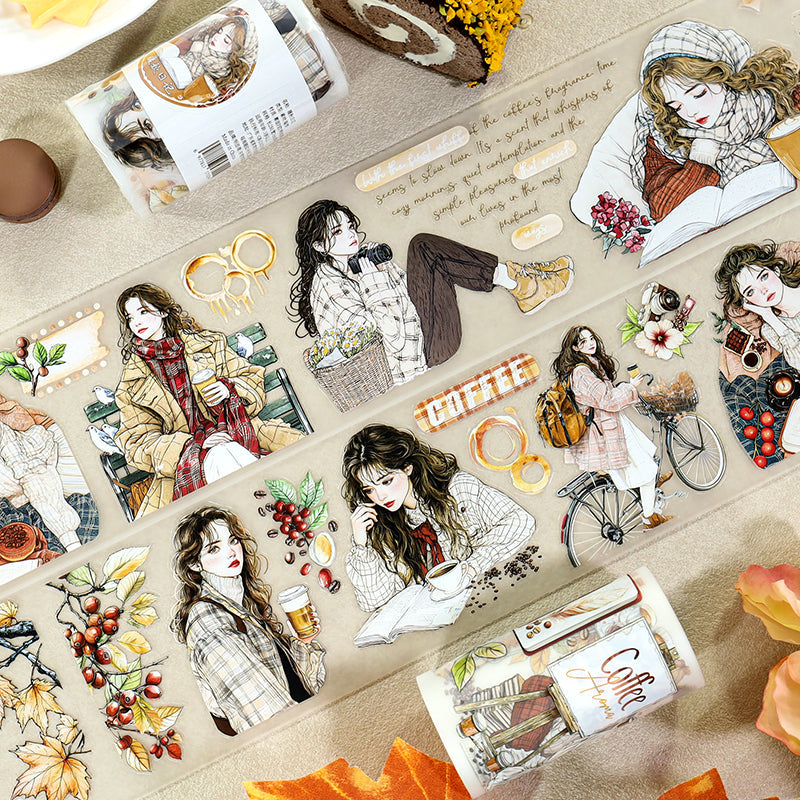 Warm Autumn Diary Die Cutting Fog PET Tape featuring autumn designs for journaling, scrapbooking and collage