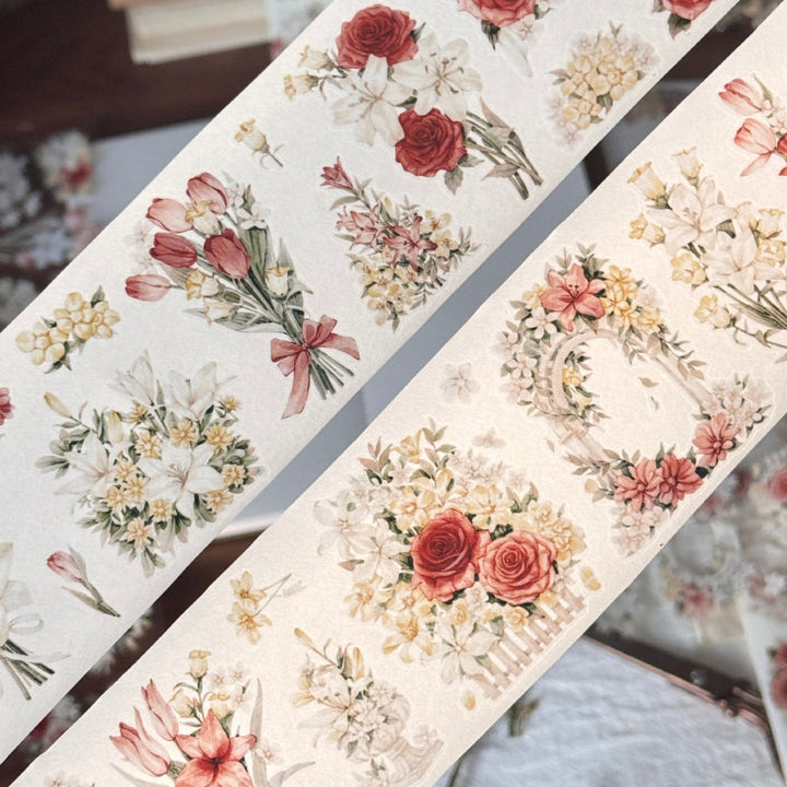 Whole Roll 6cm*6m Flower Pavilion Die Cutting Washi/PET Tape