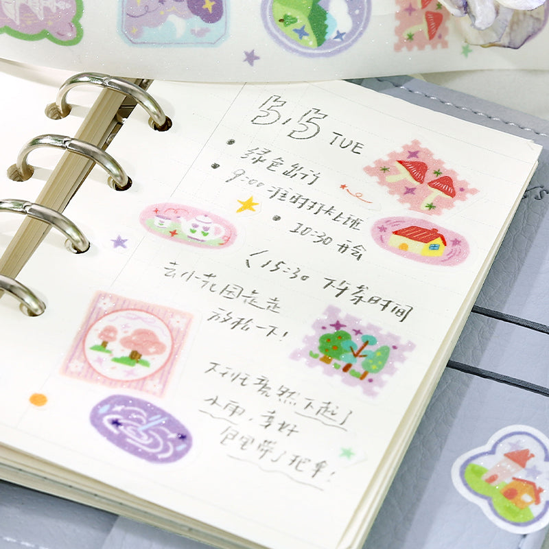 Plant Diary Notes Series Die Cutting Flash Washi Tape for journaling, scrapbooking and collage