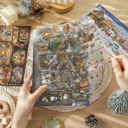 Winter Woodland Bunny Realm 3D Sticker Book featuring book designs for journaling, scrapbooking and collage