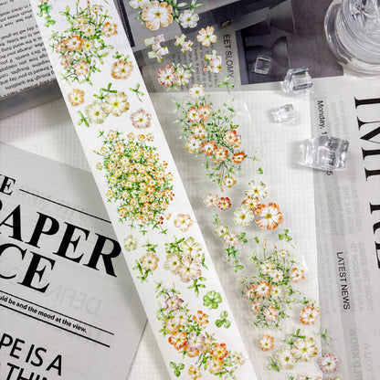 Whole Roll 5cm*5m Flourishing Beautiful Die Cutting Washi/PET/Flash PET Tape for journaling, scrapbooking and collage