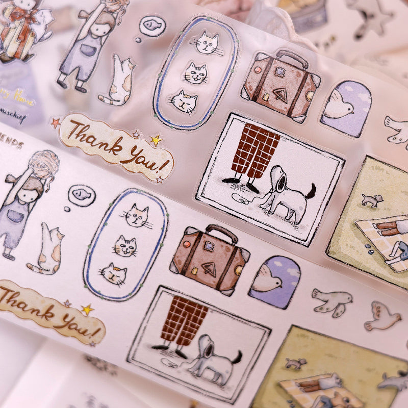 Whole Roll 5.5cm*6m Friend Diary Die Cutting Washi/PET/Fog PET Tape for journaling, scrapbooking and collage