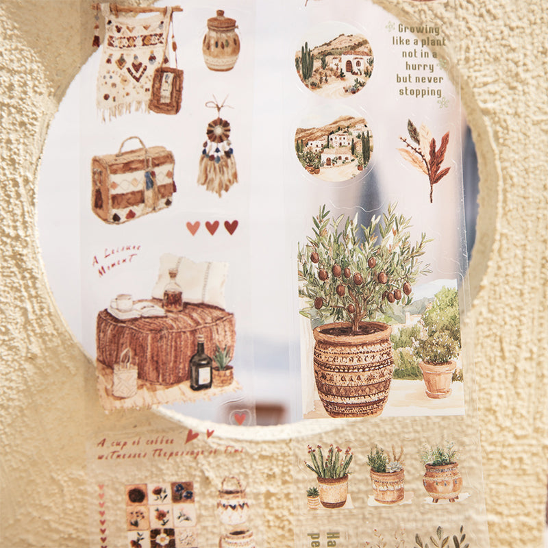 Romantic Bohemian Series Die Cutting PET Tape featuring romantic designs for journaling, scrapbooking and collage