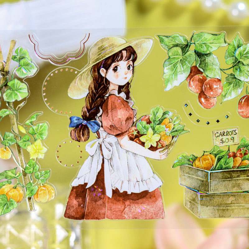 Whole Roll 6cm*5m Autumn Farming Memories Shell Light PET Tape featuring autumn, and light designs for journaling, scrapbooking and collage