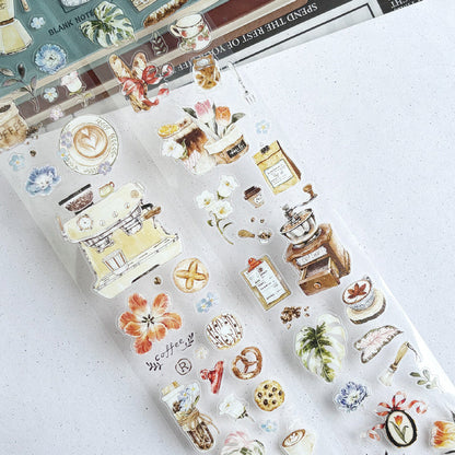 5.5cm*104cm Coffee Story Die Cutting Washi/PET/Fog PET Tape for journaling, scrapbooking and collage