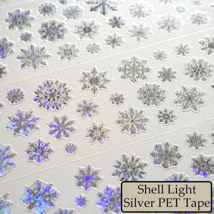 Whole Roll 6cm*5m Aurora Snowflake Die Cutting Shell Light PET Tape