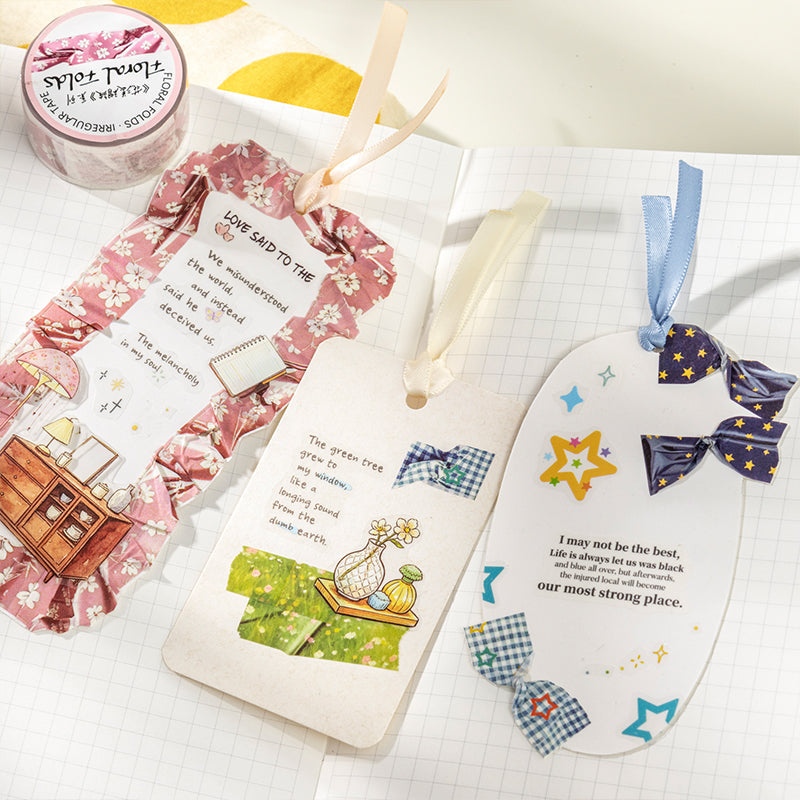 Floral Ruffled Series Washi Tape featuring floral designs for journaling, scrapbooking and collage