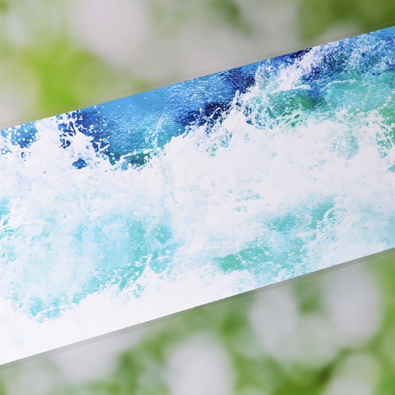 6.3cm*60cm Blue Waves White Ink PET Tape