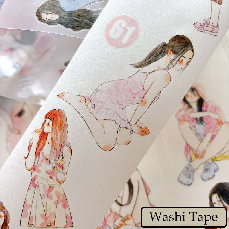 Whole Roll 6cm*10m Little Pink Die Cutting Washi/PET/Fog PET Tape
