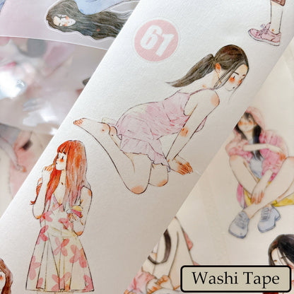 Whole Roll 6cm*10m Little Pink Die Cutting Washi/PET/Fog PET Tape