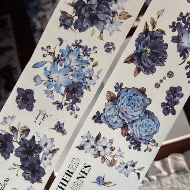6cm*200cm Blue Poem Chapter Die Cutting Washi/PET Tape