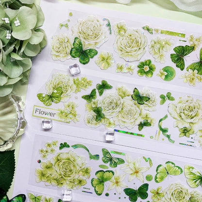 Whole Roll 6cm*5m Butterflies in the flowers Shell Light PET Tape featuring flower, and light designs for journaling, scrapbooking and collage