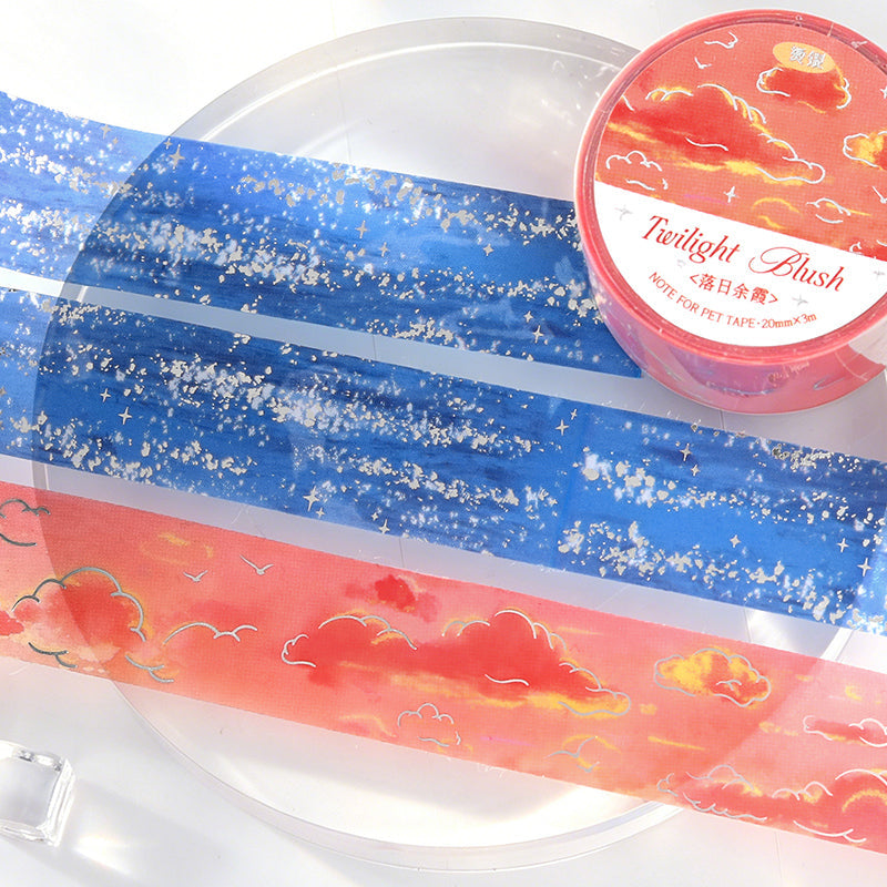 Dreaming Flowing Light Music Series Silver Stamping PET Tape featuring dream, silver, and music designs for journaling, scrapbooking and collage