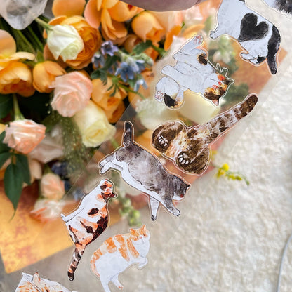 Whole Roll 6cm*10m Cat Home Die Cutting Washi/PET/Fog PET Tape featuring cat, and home designs for journaling, scrapbooking and collage