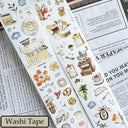 Washi/PET/Film PET dépoli découpé « Coffee Story » 5,5 cm × 104 cm