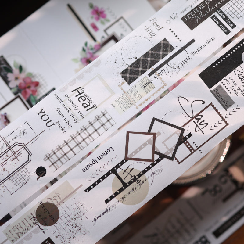 5.5cm*120cm Retro Old Page Die Cutting Washi/PET Tape